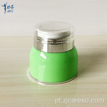 Frasco cosmético verde sem ar para creme de cuidados com a pele